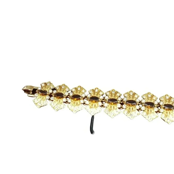 Camrose Kross JBK Orange Topaz Clear Rhinestone Bracelet COA New Chain Link - Picture 4 of 5